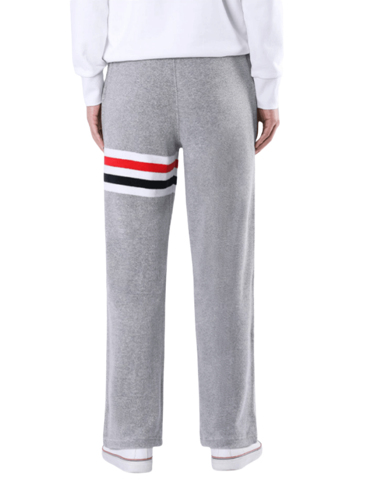 Thom Browne Style Unisex Straight-Leg Trousers with Signature Four-Bar Detail