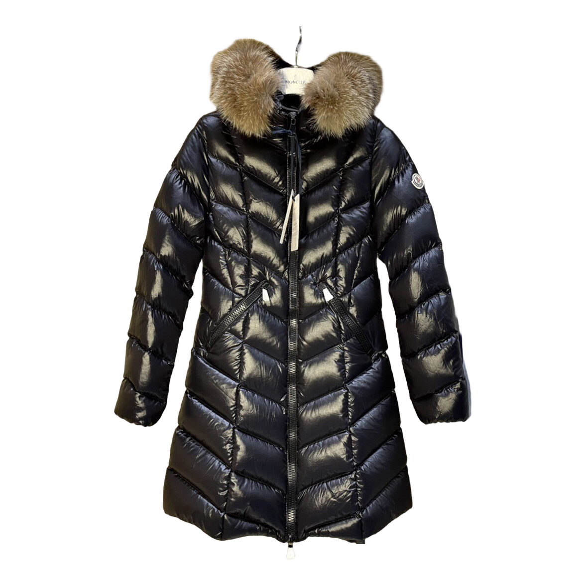 Moncler Fulmarus Chevron-Quilted Hooded Down Puffer Coat – Black