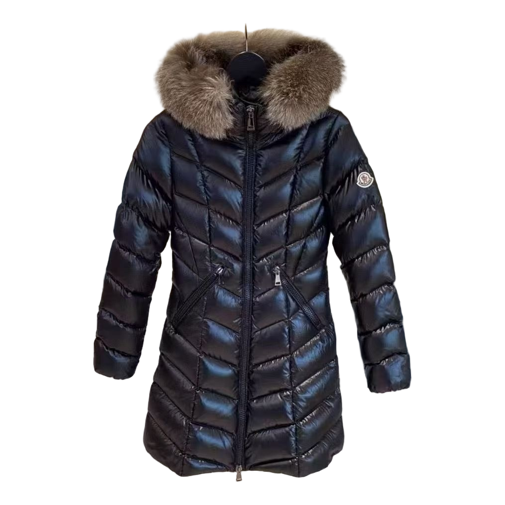 Moncler Fulmarus Chevron-Quilted Hooded Down Puffer Coat – Black