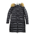 Moncler Four-Pocket Fur-Trim Hooded Long Down Puffer Coat – Black