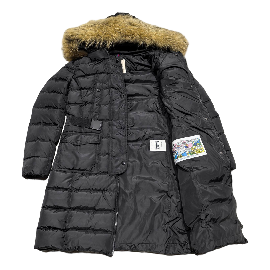 Moncler Four-Pocket Fur-Trim Hooded Long Down Puffer Coat – Black