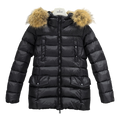 Moncler Four-Pocket Belted Fur-Trim Down Puffer Jacket – Black