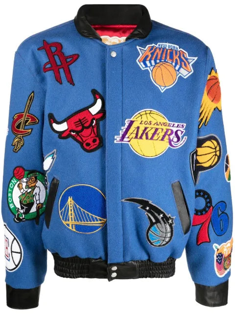 Jeff Hamilton NBA COLLAGE WOOL & LEATHER JACKET Blue "COLLAGE WOOL BLUE"