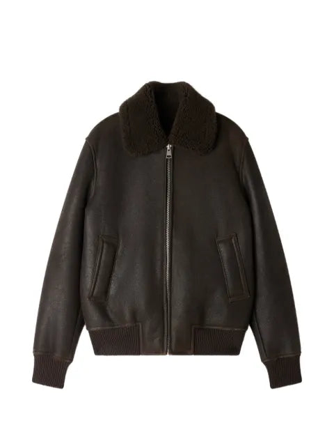 SANDRO shearling wing-collar jacket