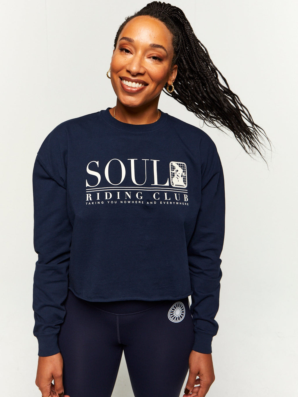 NAVY JULIA CROP LONG SLEEVE