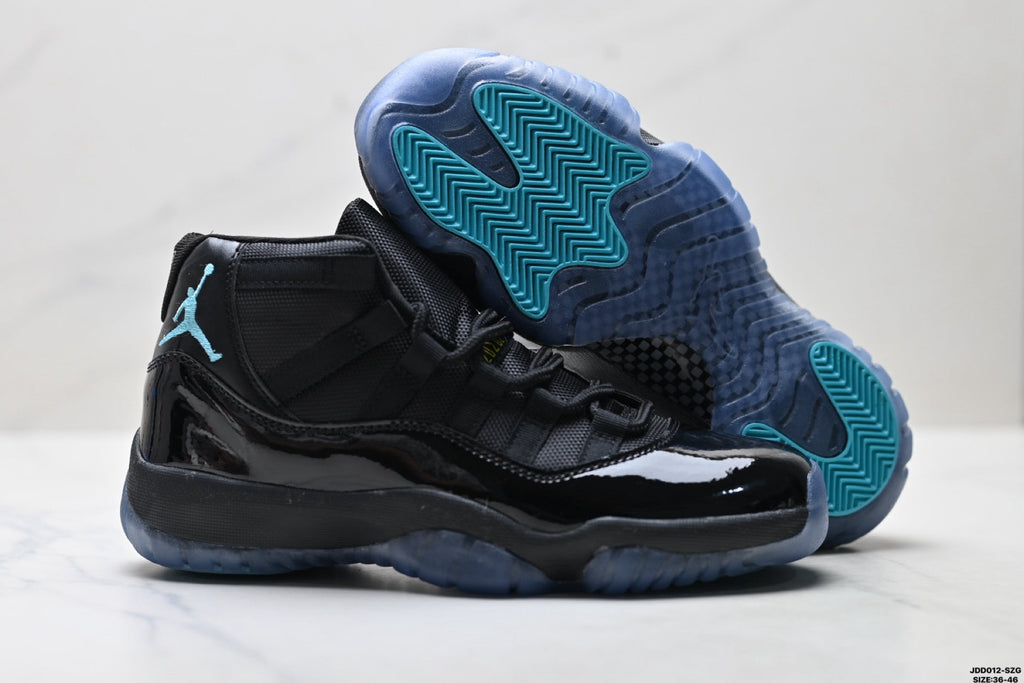 Air Jordan 11 Retro Black and Aqua Unisex Sneakers Style 13