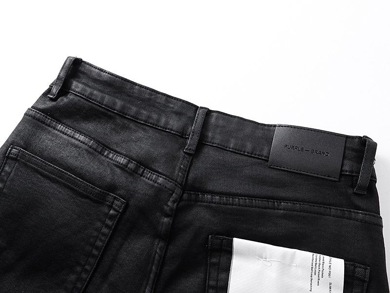 Purple Brand Black Coated-Look Bootcut Jeans