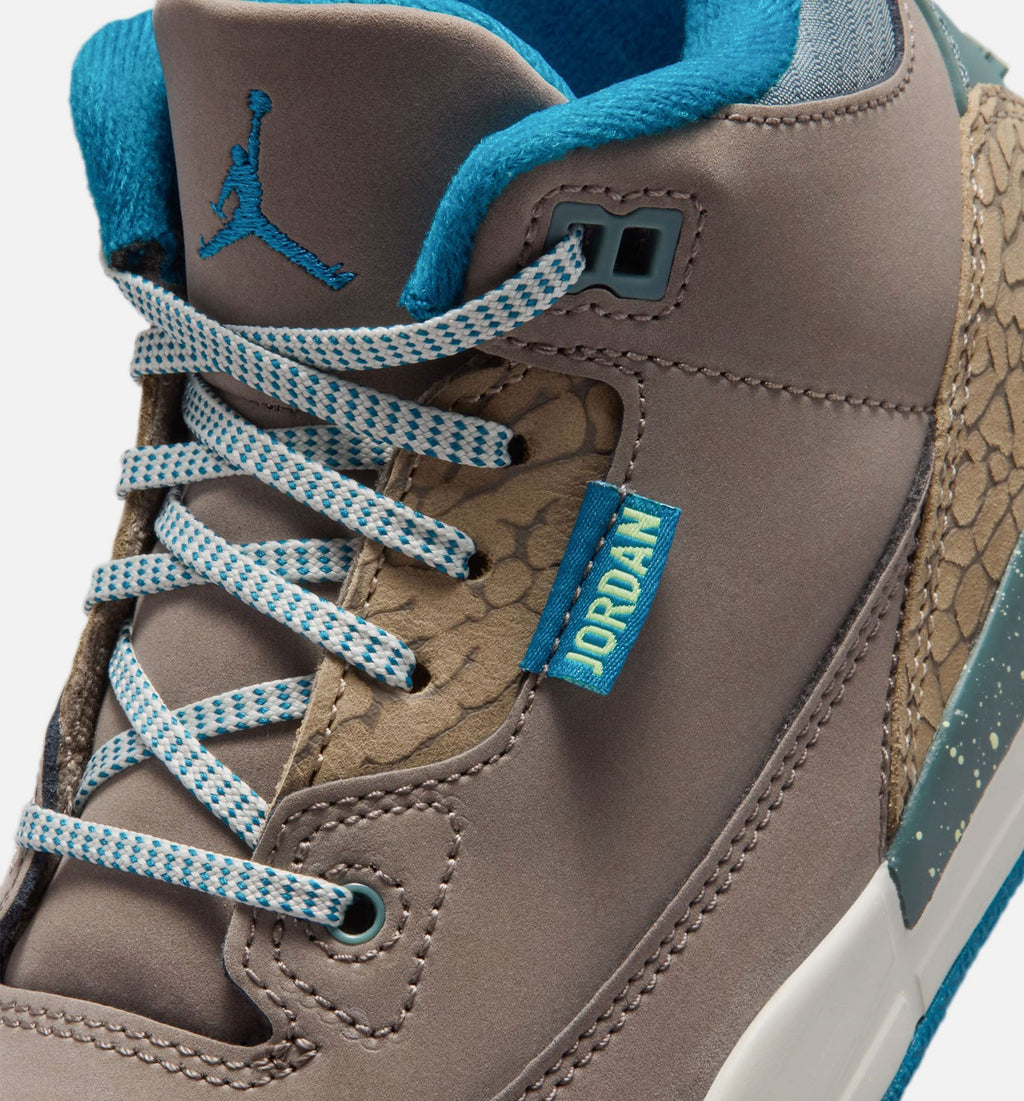 Air Jordan 3 Retro Olive Grey | Preschool Lifestyle Shoe | Olive Grey/Abyss/Khaki/Sea Glass