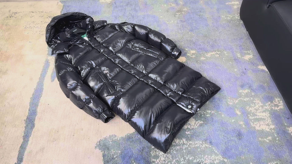 Moncler Hanoverian Glossy Hooded Long Down Puffer Coat