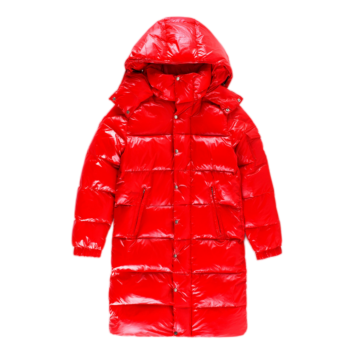 Moncler Hanoverian Glossy Hooded Long Down Puffer Coat – Red