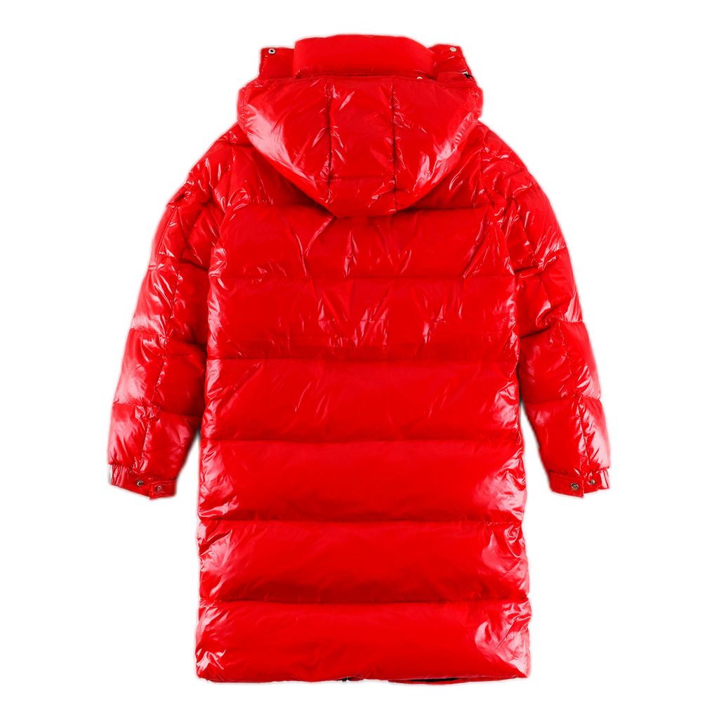 Moncler Hanoverian Glossy Hooded Long Down Puffer Coat – Red