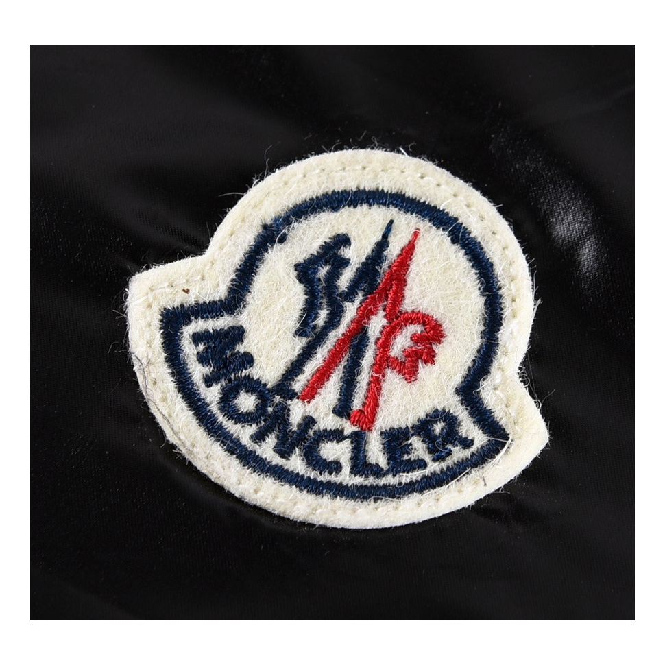 Moncler Tricolour Sleeve-Stripe Glossy Hooded Down Puffer Jacket