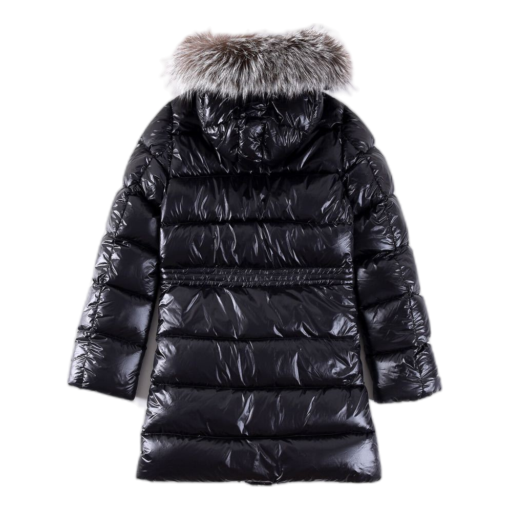 Moncler Fur-Trim Drawstring-Waist Long Down Puffer Jacket