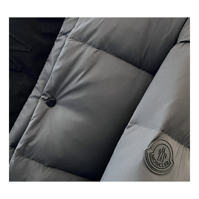 Moncler Contrast-Hood Colour-Block Down Puffer Jacket