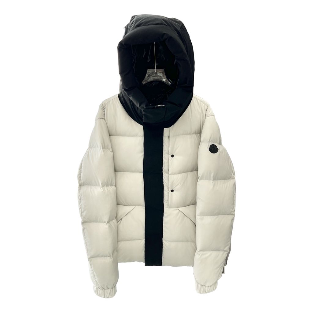 Moncler Contrast-Hood Colour-Block Down Puffer Jacket