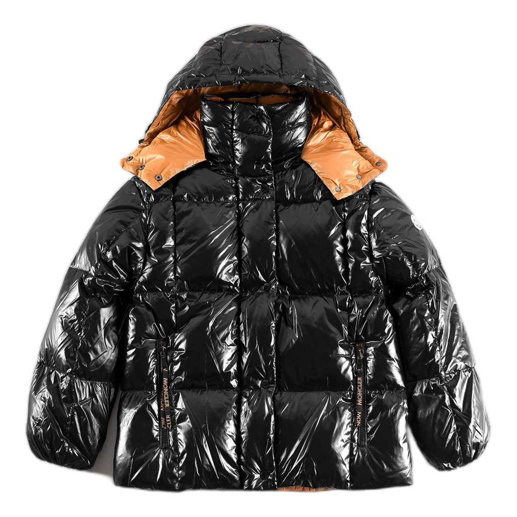 Moncler Copper-Lined Glossy Short Down Puffer Jacket – Black