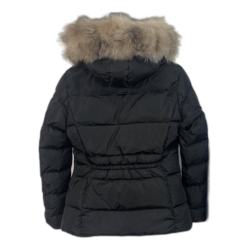Moncler Cinched-Waist Fur-Trim Hooded Down Puffer Jacket – Black