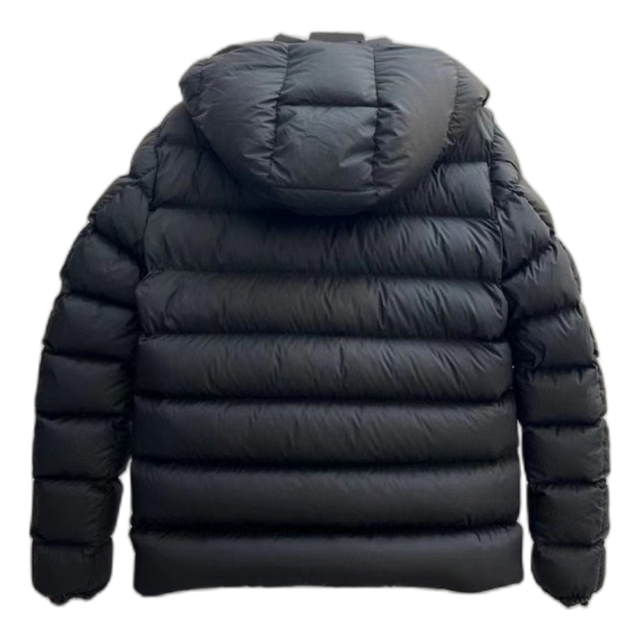 Moncler Vertical-Logo Snap-Front Down Puffer Jacket – Black