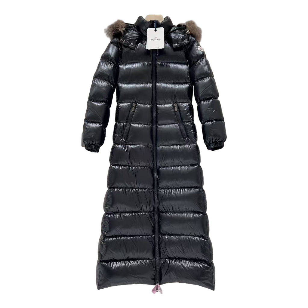 Moncler Hudson Fur-Trim Long Down Puffer Coat