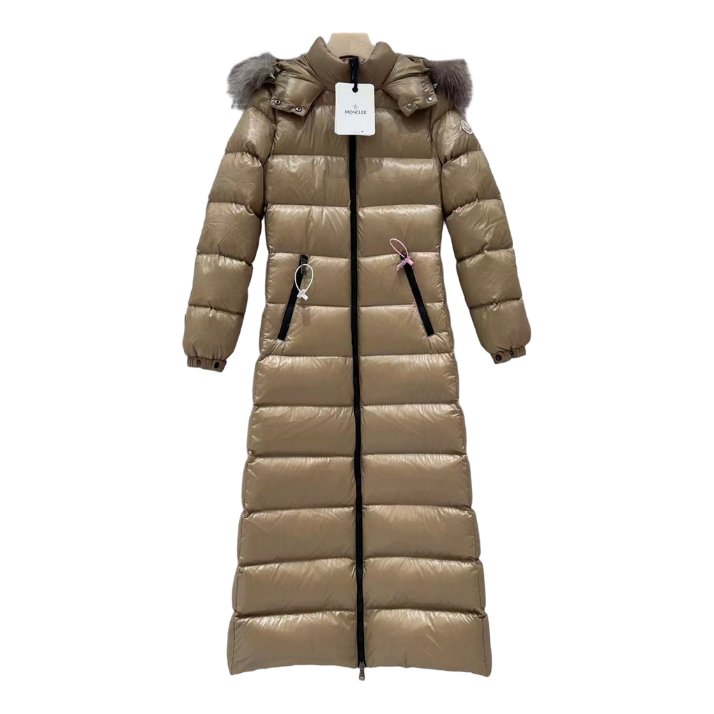 Moncler Hudson Fur-Trim Long Down Puffer Coat