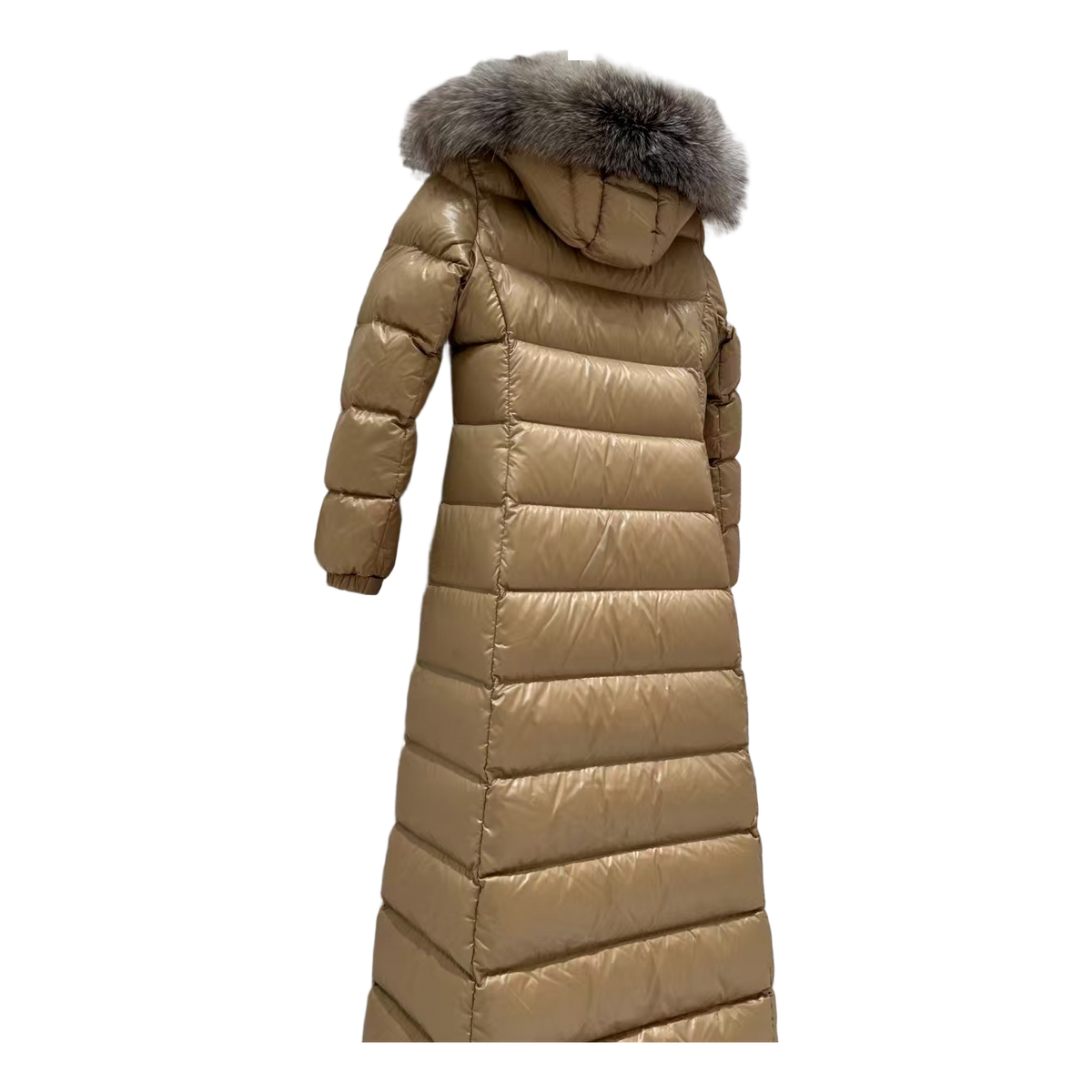 Moncler Hudson Fur-Trim Long Down Puffer Coat