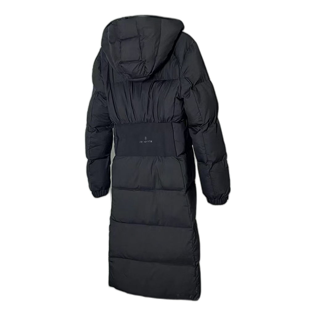 Moncler Matte Zip-Front Hooded Long Down Puffer Coat – Black