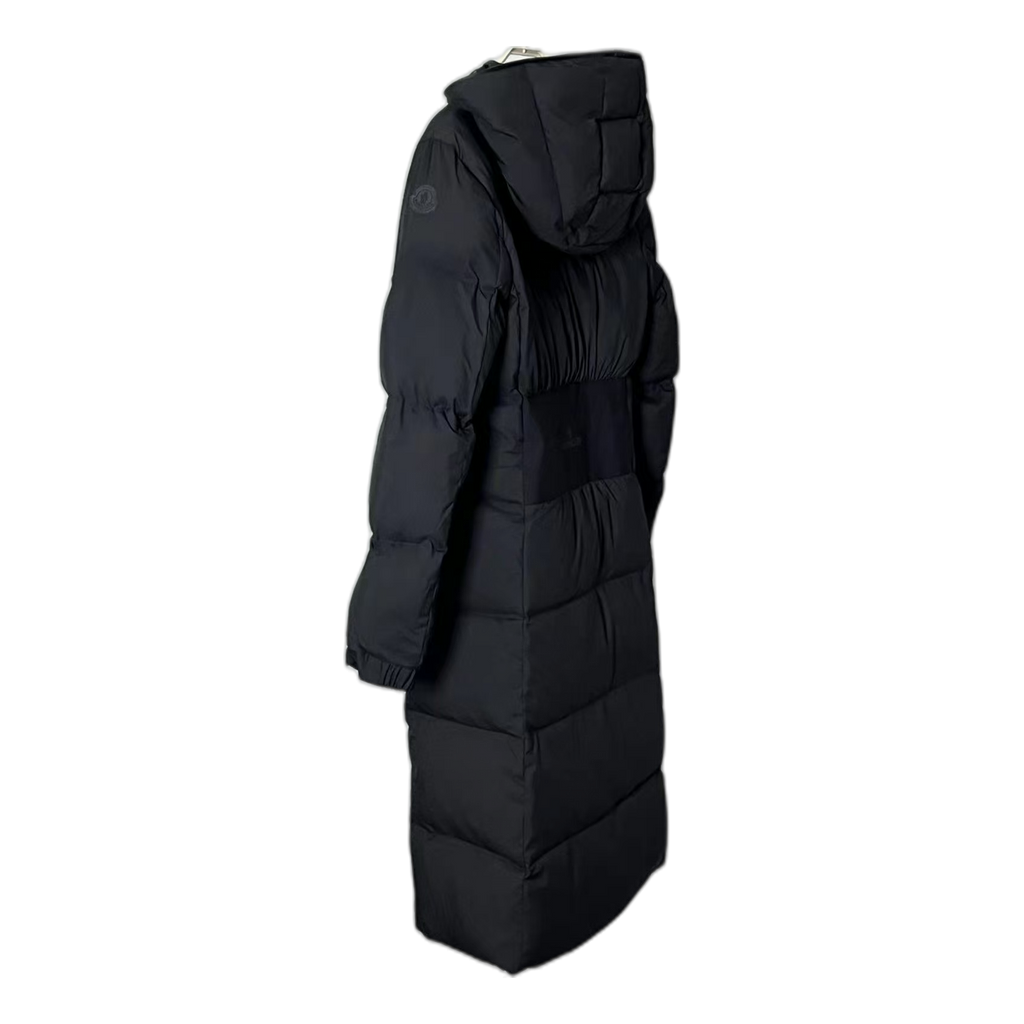 Moncler Matte Zip-Front Hooded Long Down Puffer Coat – Black