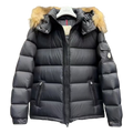 Moncler Fur-Trim Hooded Down Puffer Jacket – Black