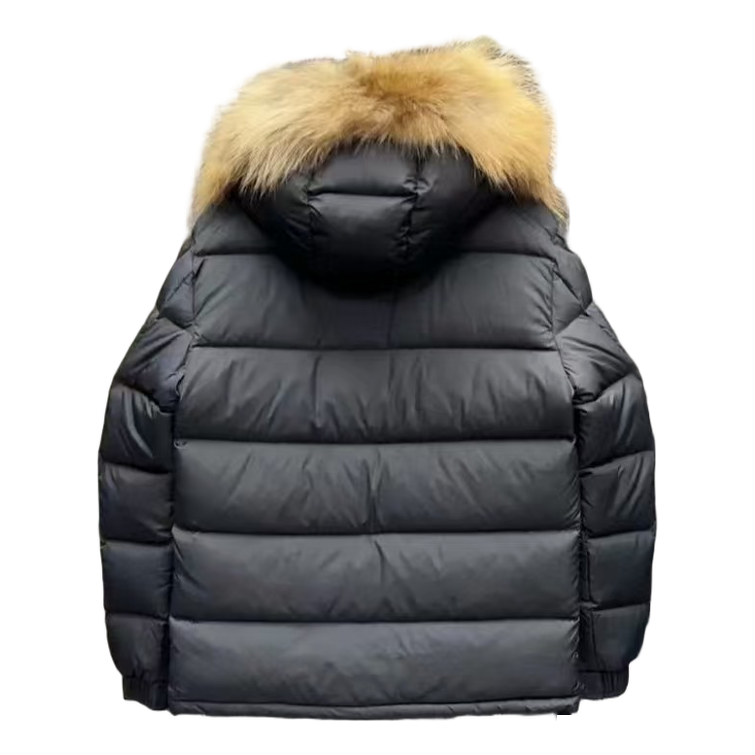 Moncler Fur-Trim Hooded Down Puffer Jacket – Black