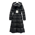 Moncler Fitted Long Hooded Down Puffer Coat – Black