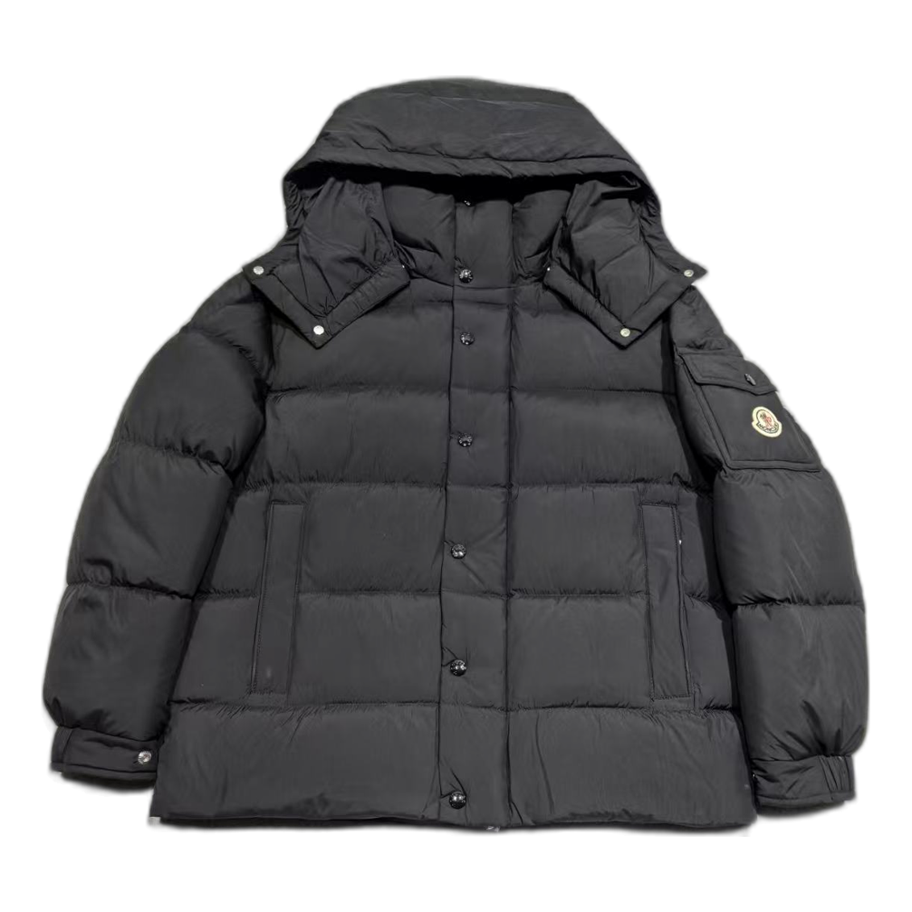 Moncler Matte Snap-Front Hooded Down Puffer Jacket