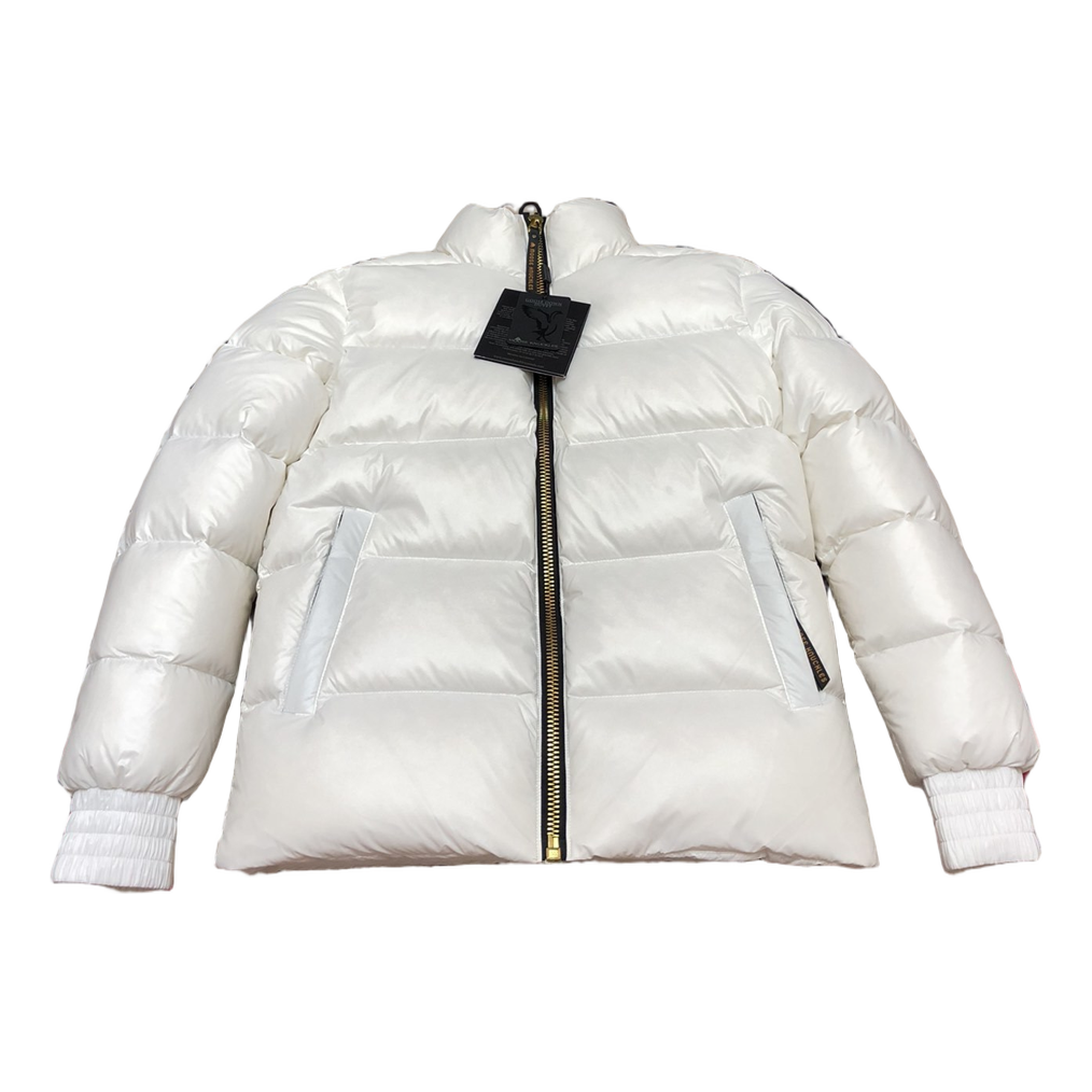 Moose Knuckles Logo-Zip Quilted Puffer Bomber Jacket – Off White