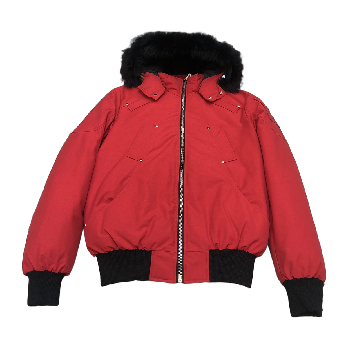 Moose Knuckles Men's Ballistic Shearling-Trim Bomber Jacket – Black