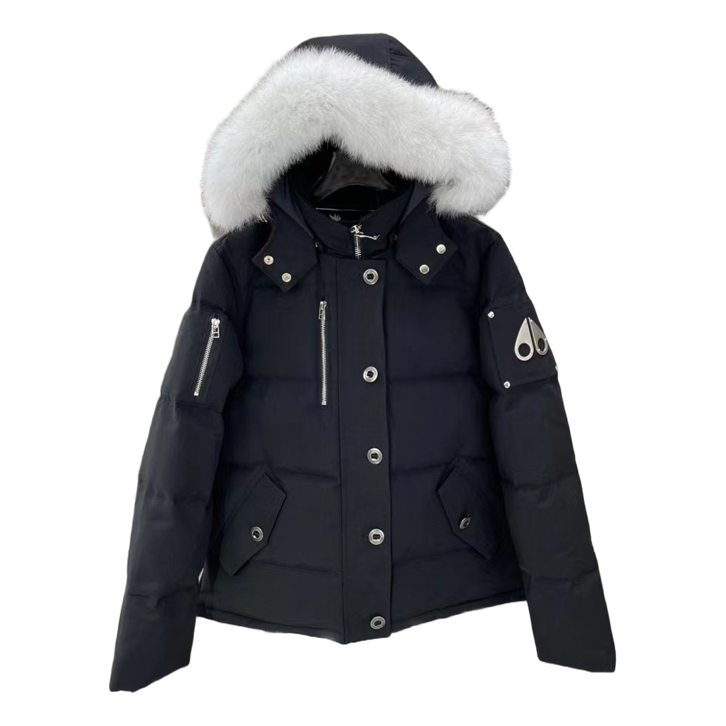 Moose Knuckles Chest-Zip Fur-Trim Hooded Down Puffer Jacket