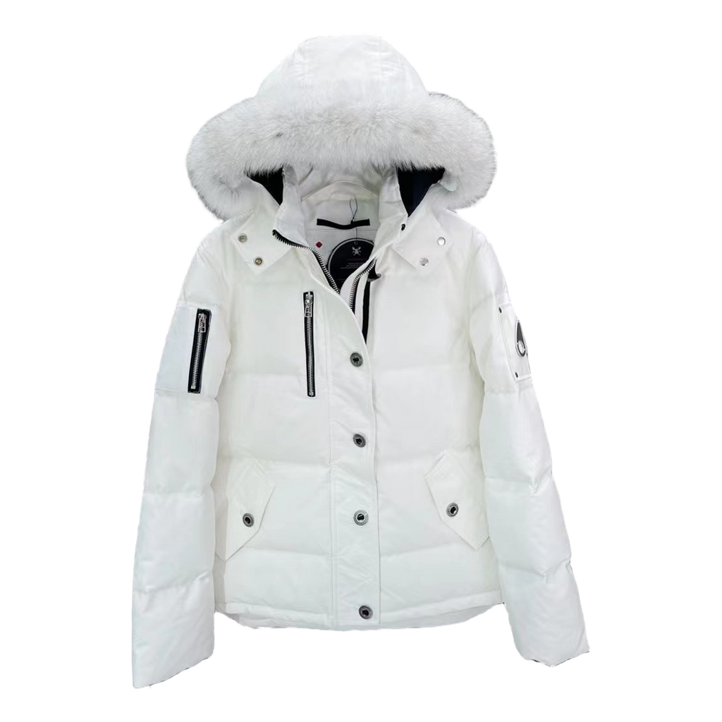 Moose Knuckles Chest-Zip Fur-Trim Hooded Down Puffer Jacket
