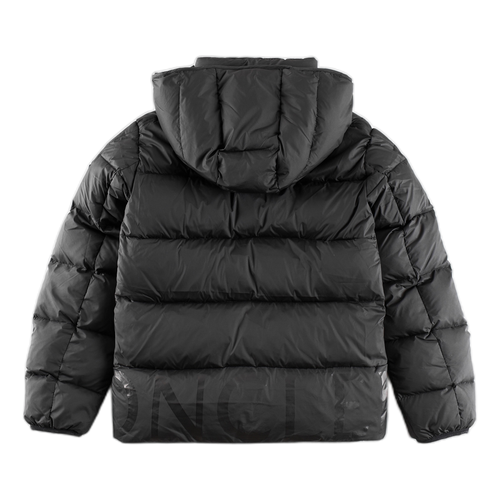 Moncler Contrast-Lined Logo-Hood Puffer Jacket in Black