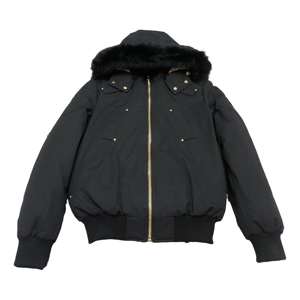 Moose Knuckles Gold Ballistic Fur-Trim Bomber Jacket – Black