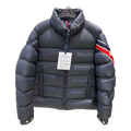 Moncler Tricolour Sleeve-Band Stand-Collar Down Puffer Jacket – Navy