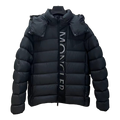 Moncler Vertical-Logo Placket Hooded Down Puffer Jacket – Black