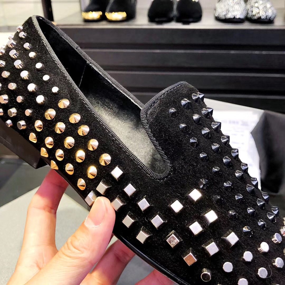 Giuseppe Zanotti Black Studded Slip-On Shoes