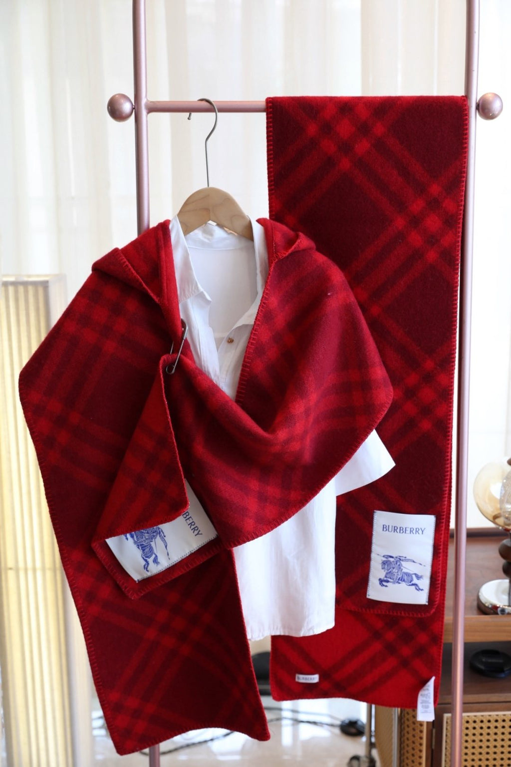 Burberry Plaid Hooded Scarf