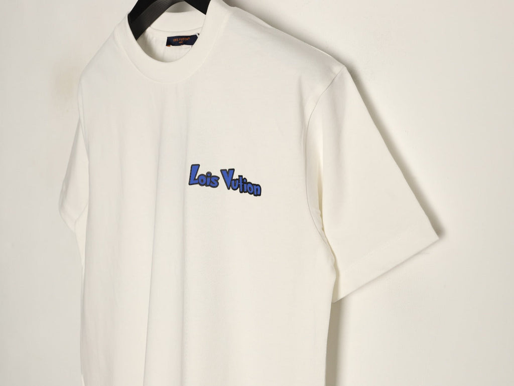 Louis Vuitton Blue-and-White Graffiti Logo T-Shirt - Off-White