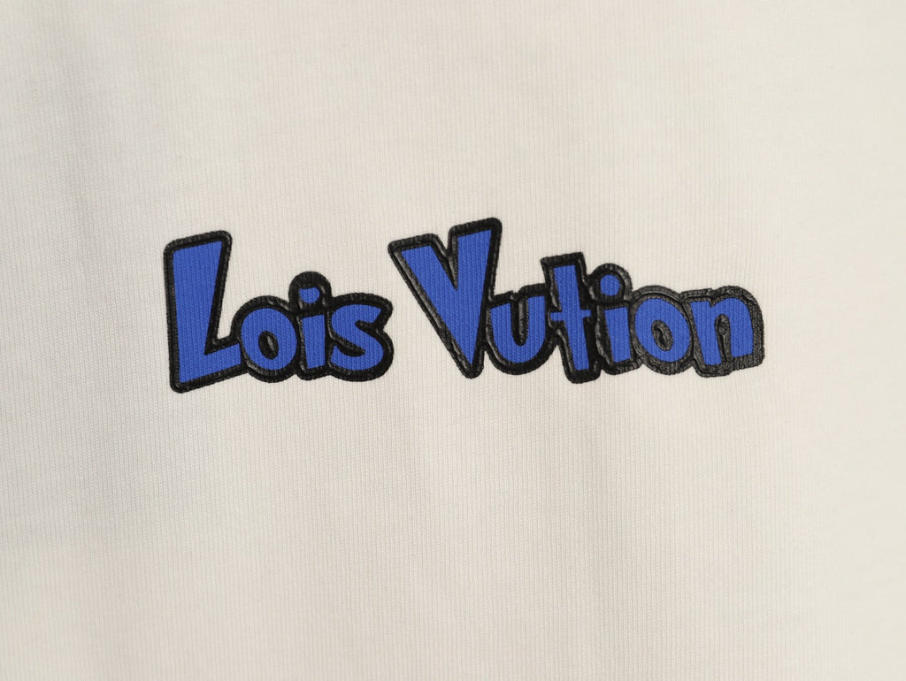 Louis Vuitton Blue-and-White Graffiti Logo T-Shirt - Off-White
