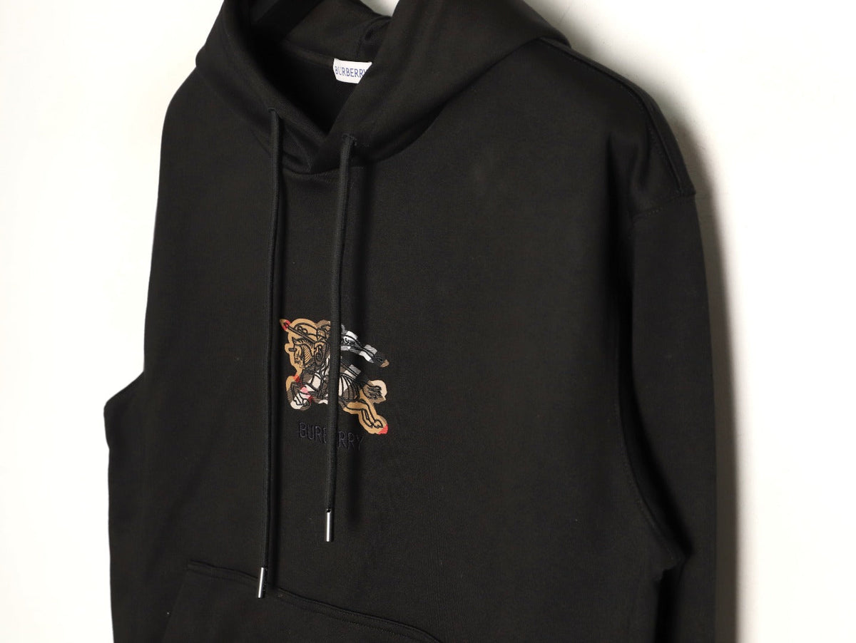 Burberry Equestrian Emblem Pullover Hoodie - Black